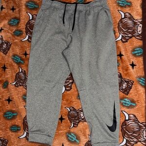 Nike Kids Heather Gray Joggers with Black Swoosh